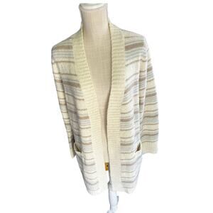 L.L. Bean Wool Blend long striped cardigan.  Size medium